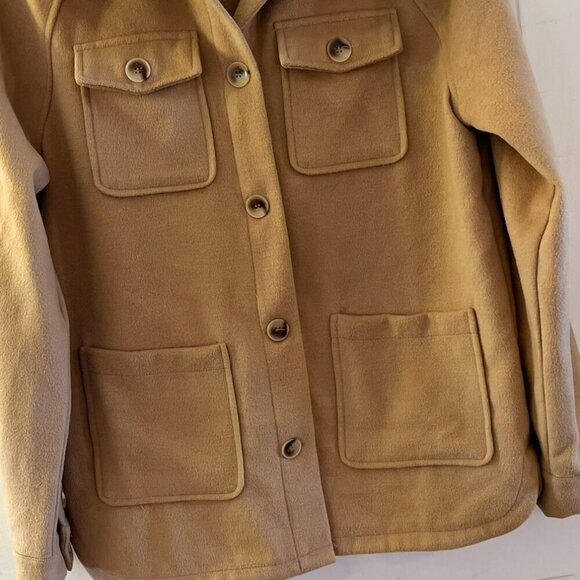 Paper Crane Woman's Tan Farm-House Sherpa Collar Outdoor Jacket Sz Lr - Picture 4 of 9